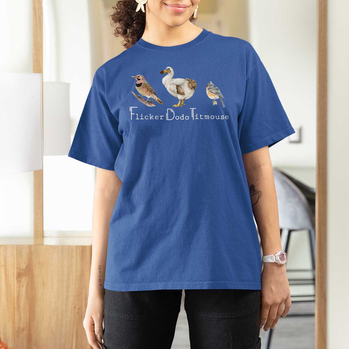 Subtle FDT T Shirt For Women Flicker Dodo Titmouse Bird