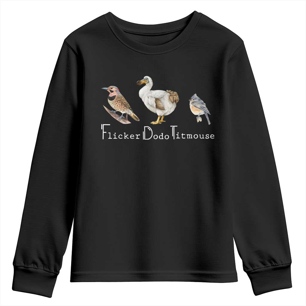 Subtle FDT Youth Sweatshirt Flicker Dodo Titmouse Bird