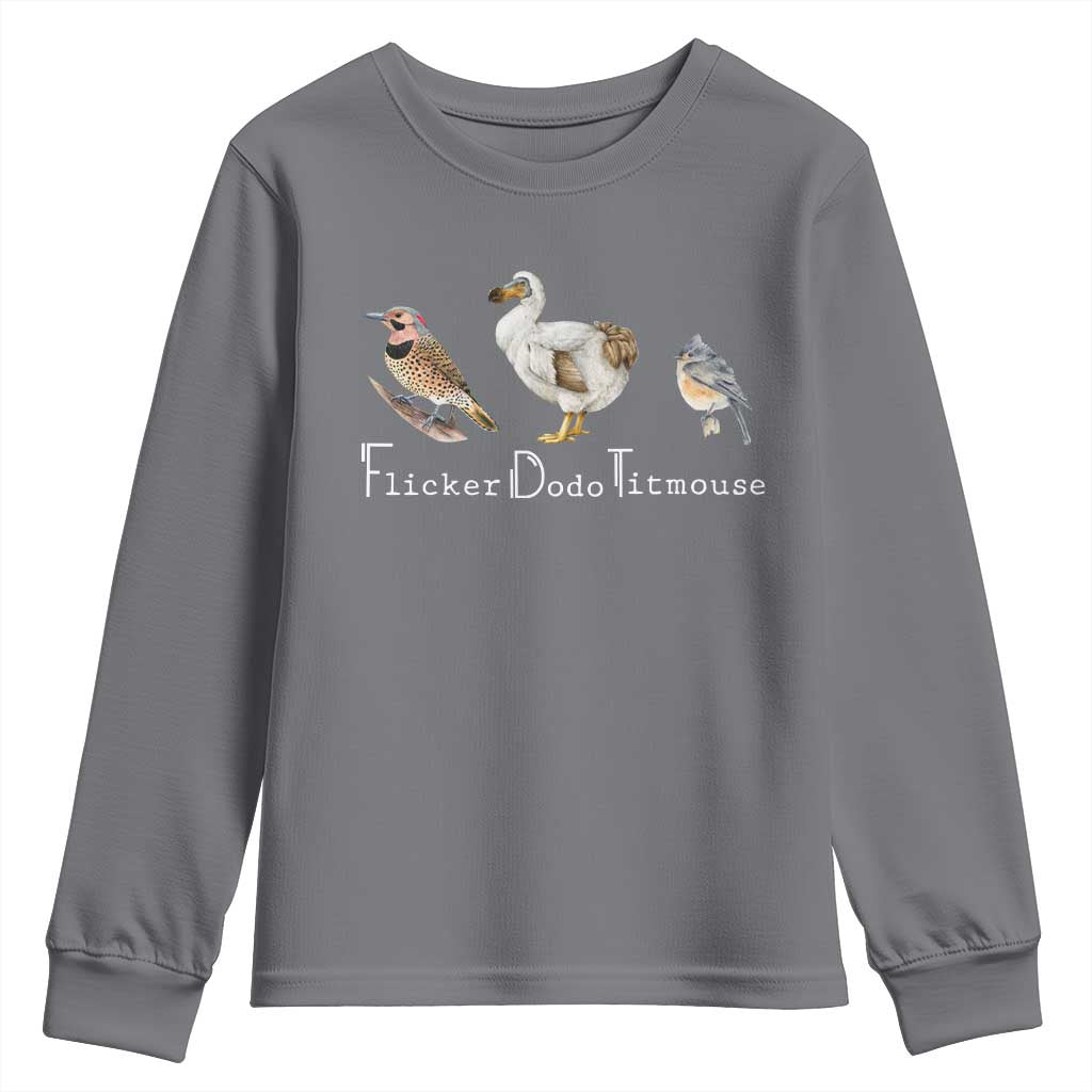 Subtle FDT Youth Sweatshirt Flicker Dodo Titmouse Bird