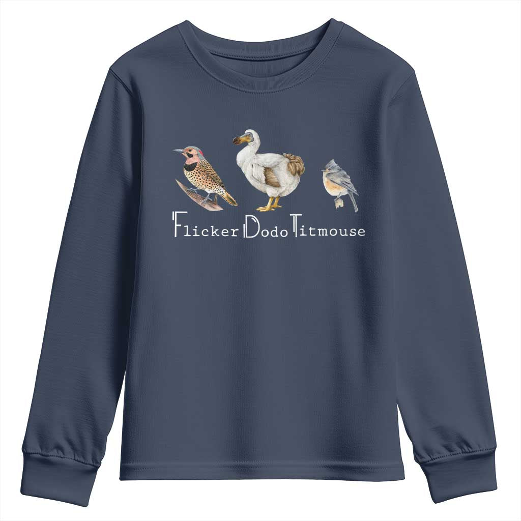 Subtle FDT Youth Sweatshirt Flicker Dodo Titmouse Bird
