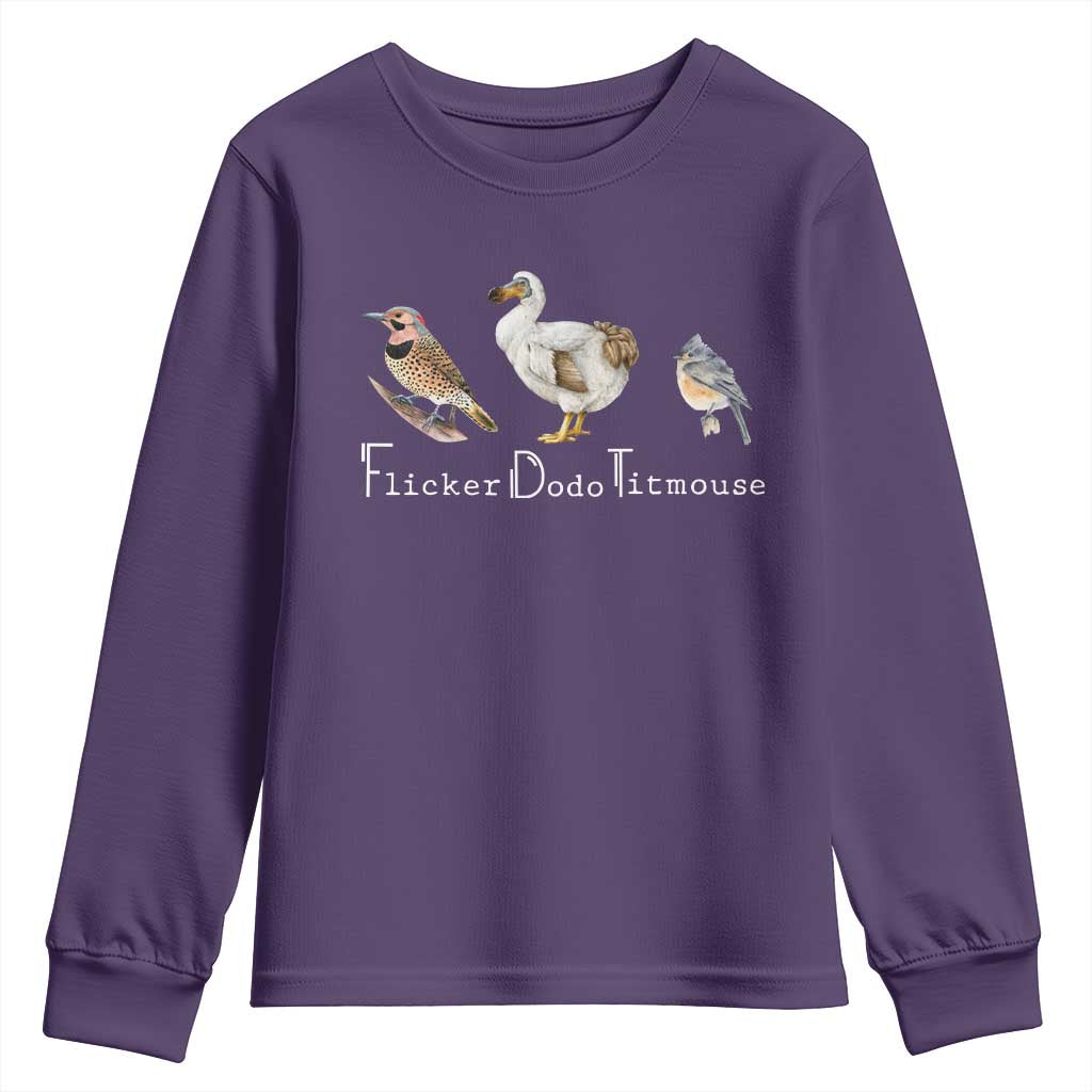 Subtle FDT Youth Sweatshirt Flicker Dodo Titmouse Bird