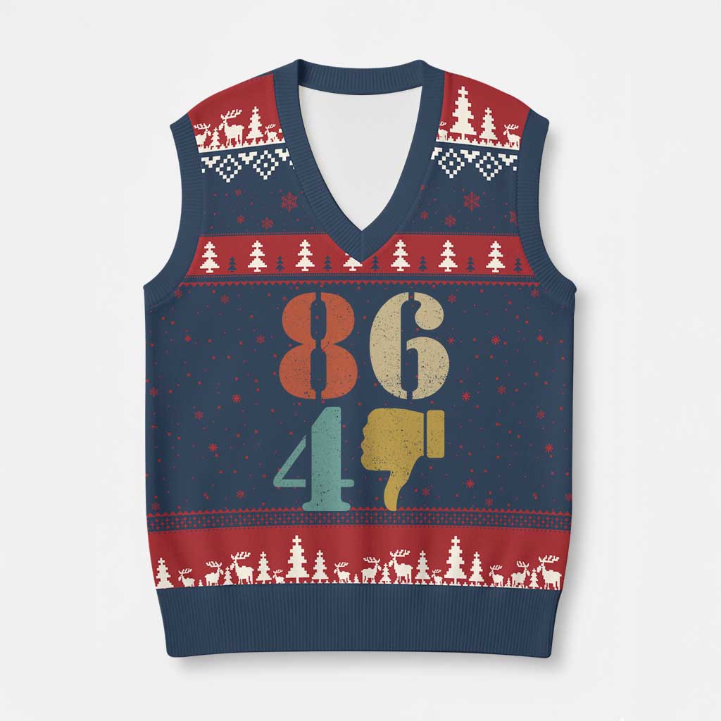 Retro 8647 V-Neck Knit Sweater Vest Classic Retro Vintage 80s Style - Wonder Print Shop