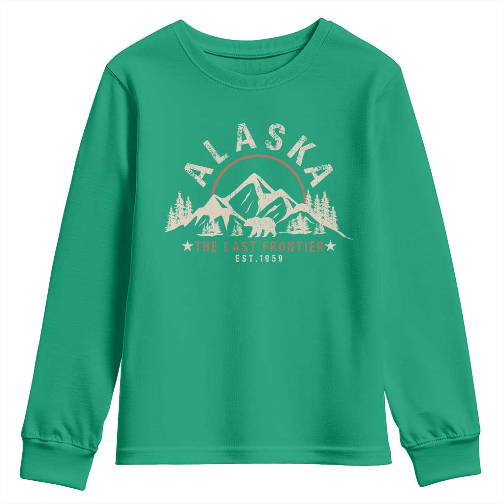 Alaska Youth Sweatshirt Vintage Bear The Last Frontier Souvenir - Wonder Print Shop