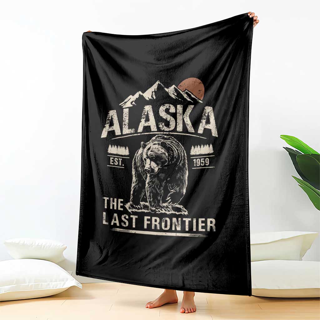 Bear Alaska The Last Frontier Throw Blanket Vintage Alaska Camping Hiking Mountain - Wonder Print Shop