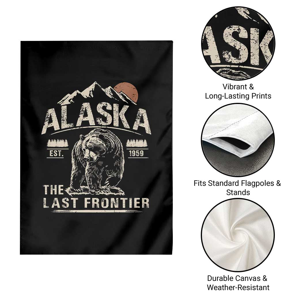 Bear Alaska The Last Frontier Garden Flag Vintage Alaska Camping Hiking Mountain - Wonder Print Shop