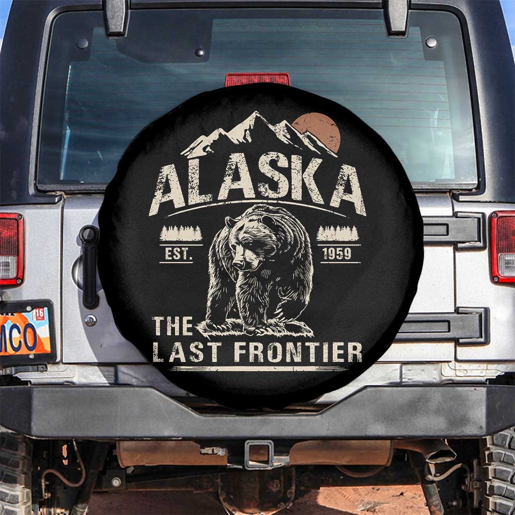 Bear Alaska The Last Frontier Spare Tire Cover Vintage Alaska Camping Hiking Mountain - Wonder Print Shop