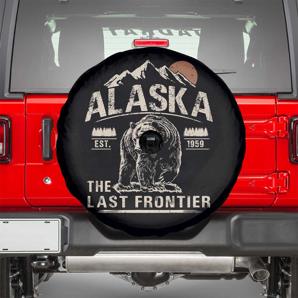 Bear Alaska The Last Frontier Spare Tire Cover Vintage Alaska Camping Hiking Mountain - Wonder Print Shop