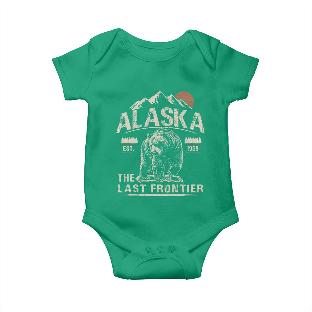 Bear Alaska The Last Frontier Baby Onesie Vintage Alaska Camping Hiking Mountain - Wonder Print Shop
