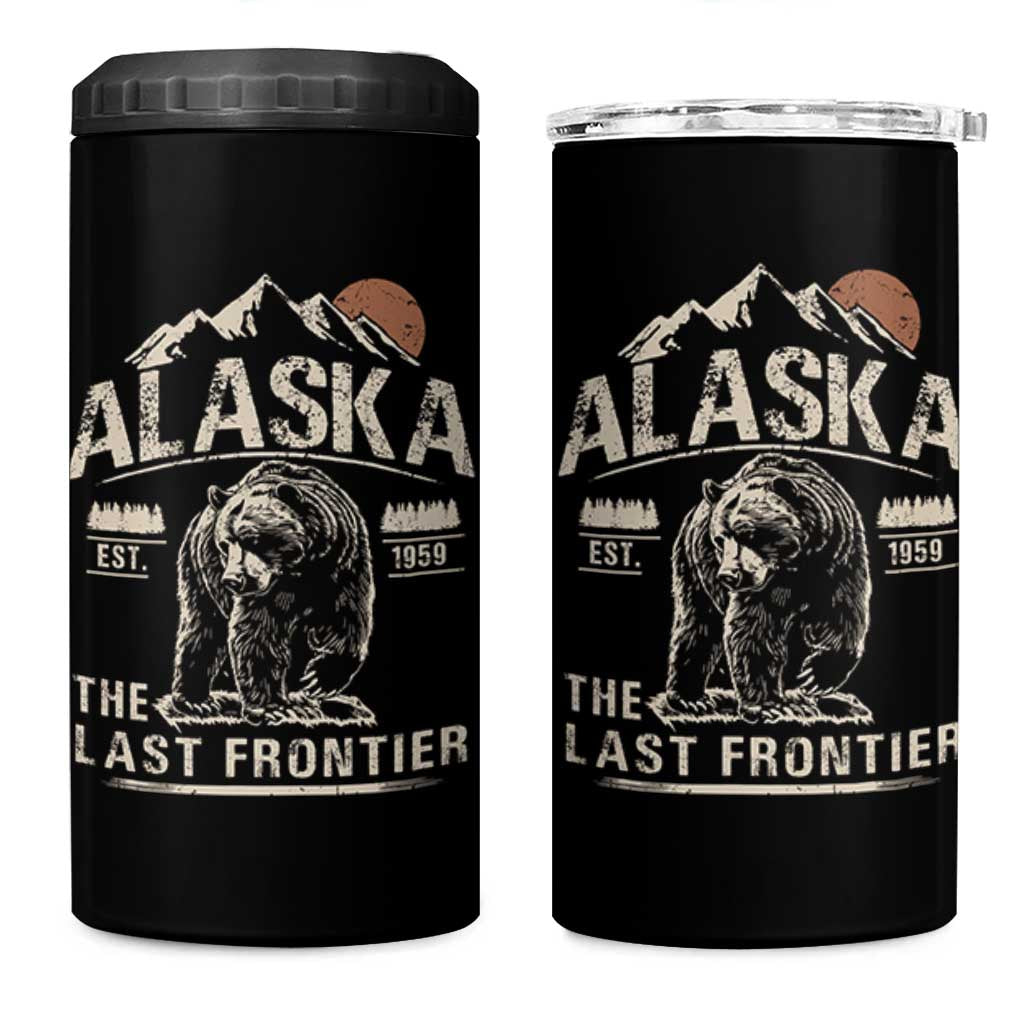 Bear Alaska The Last Frontier 4 in 1 Can Cooler Tumbler Vintage Alaska Camping Hiking Mountain - Wonder Print Shop