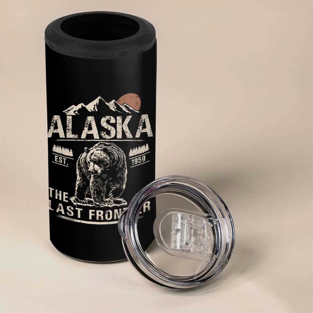 Bear Alaska The Last Frontier 4 in 1 Can Cooler Tumbler Vintage Alaska Camping Hiking Mountain - Wonder Print Shop