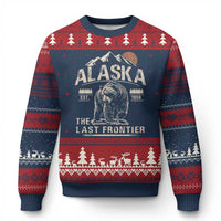 Bear Alaska The Last Frontier Ugly Christmas Sweater Vintage Alaska Camping Hiking Mountain - Wonder Print Shop