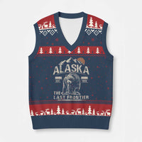 Bear Alaska The Last Frontier V-Neck Knit Sweater Vest Vintage Alaska Camping Hiking Mountain - Wonder Print Shop