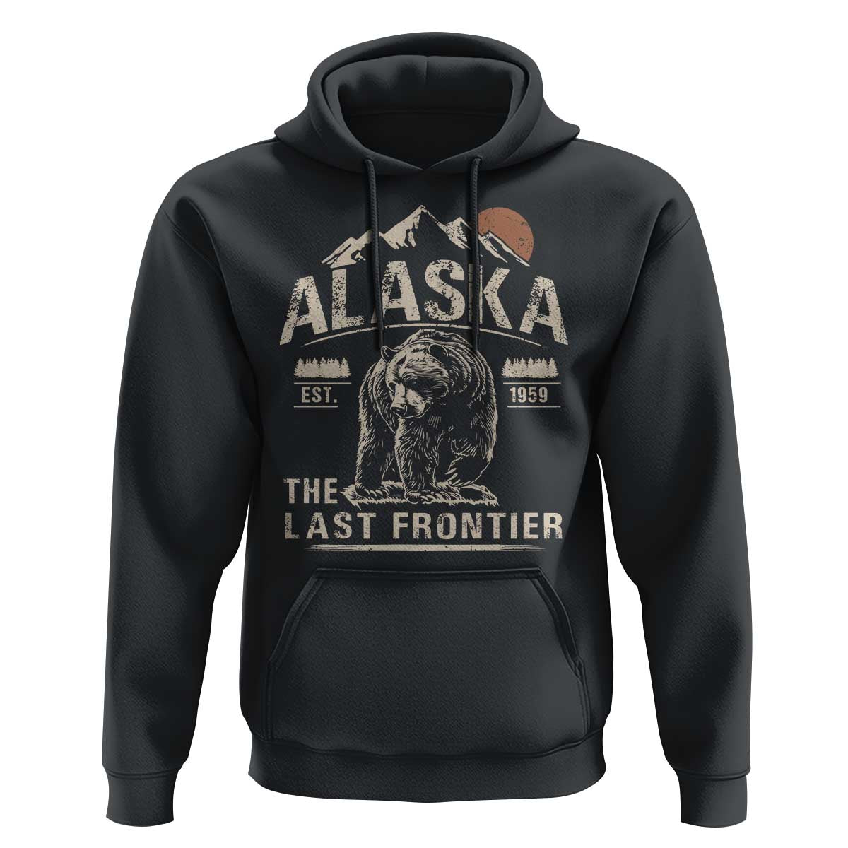 Bear Alaska The Last Frontier Hoodie Vintage Alaska Camping Hiking Mountain - Wonder Print Shop