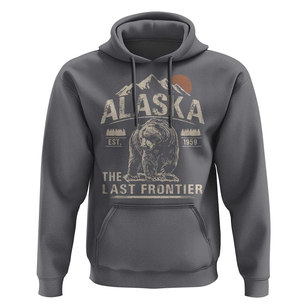 Bear Alaska The Last Frontier Hoodie Vintage Alaska Camping Hiking Mountain - Wonder Print Shop
