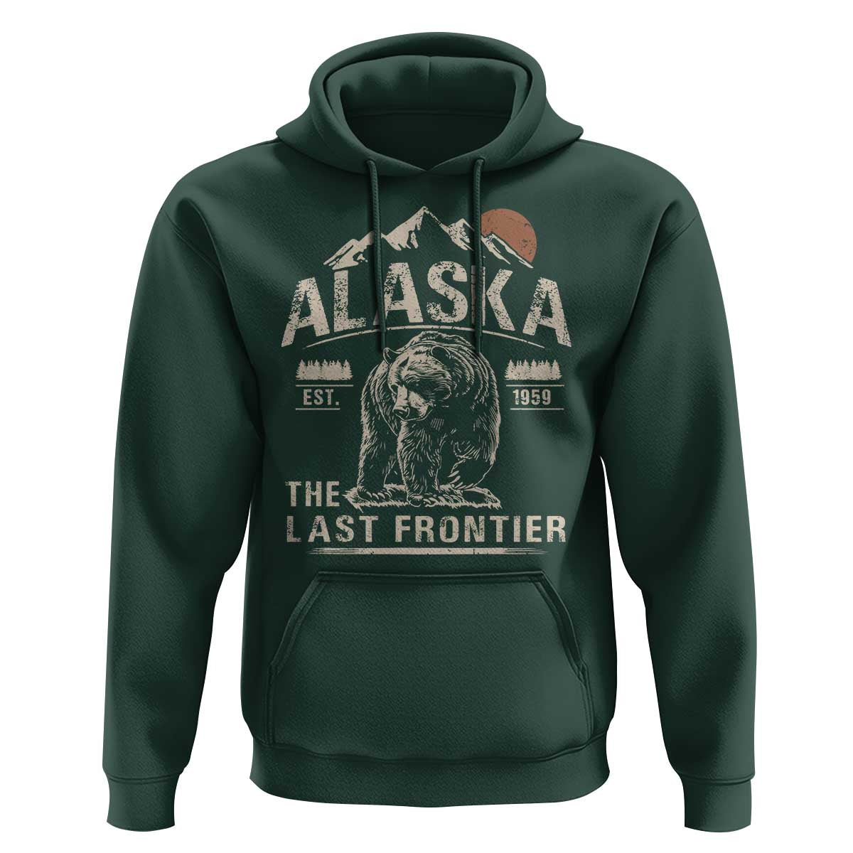 Bear Alaska The Last Frontier Hoodie Vintage Alaska Camping Hiking Mountain - Wonder Print Shop