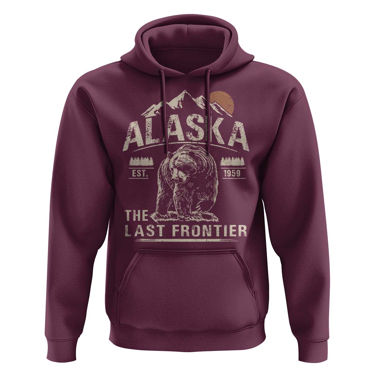 Bear Alaska The Last Frontier Hoodie Vintage Alaska Camping Hiking Mountain - Wonder Print Shop