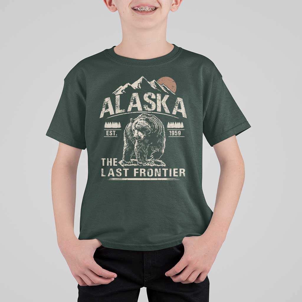 Bear Alaska The Last Frontier T Shirt For Kid Vintage Alaska Camping Hiking Mountain - Wonder Print Shop