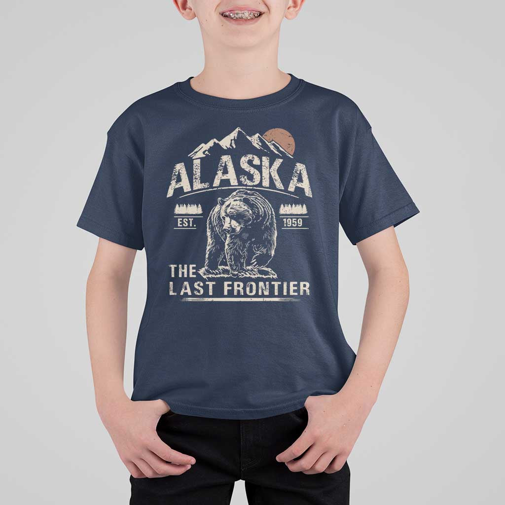 Bear Alaska The Last Frontier T Shirt For Kid Vintage Alaska Camping Hiking Mountain - Wonder Print Shop
