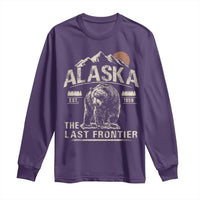 Bear Alaska The Last Frontier Long Sleeve Shirt Vintage Alaska Camping Hiking Mountain - Wonder Print Shop
