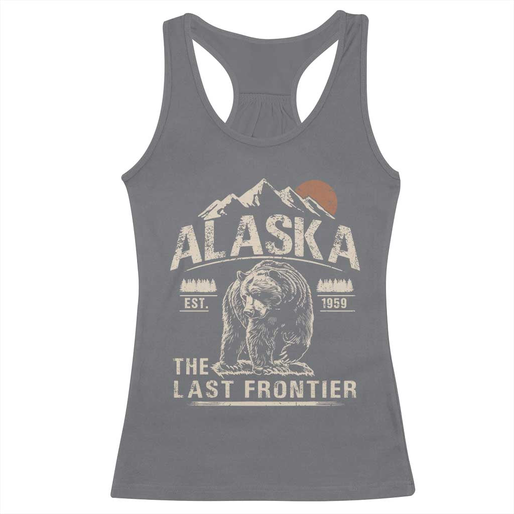 Bear Alaska The Last Frontier Racerback Tank Top Vintage Alaska Camping Hiking Mountain - Wonder Print Shop