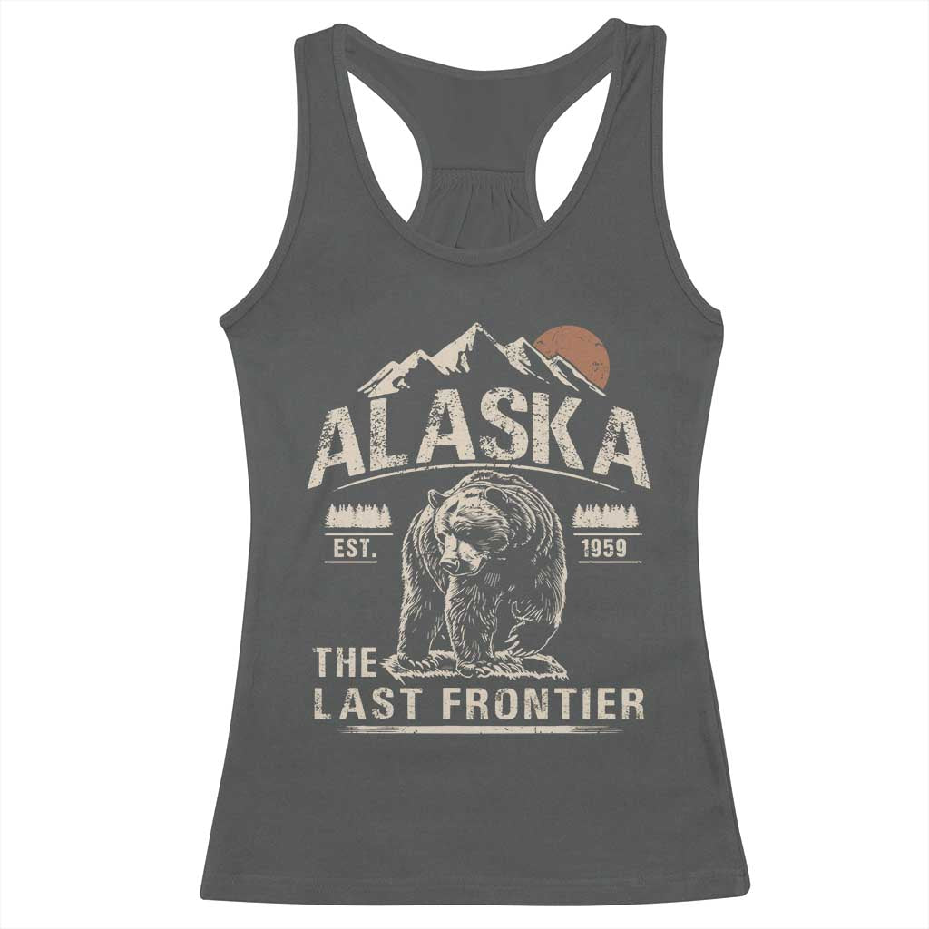 Bear Alaska The Last Frontier Racerback Tank Top Vintage Alaska Camping Hiking Mountain - Wonder Print Shop