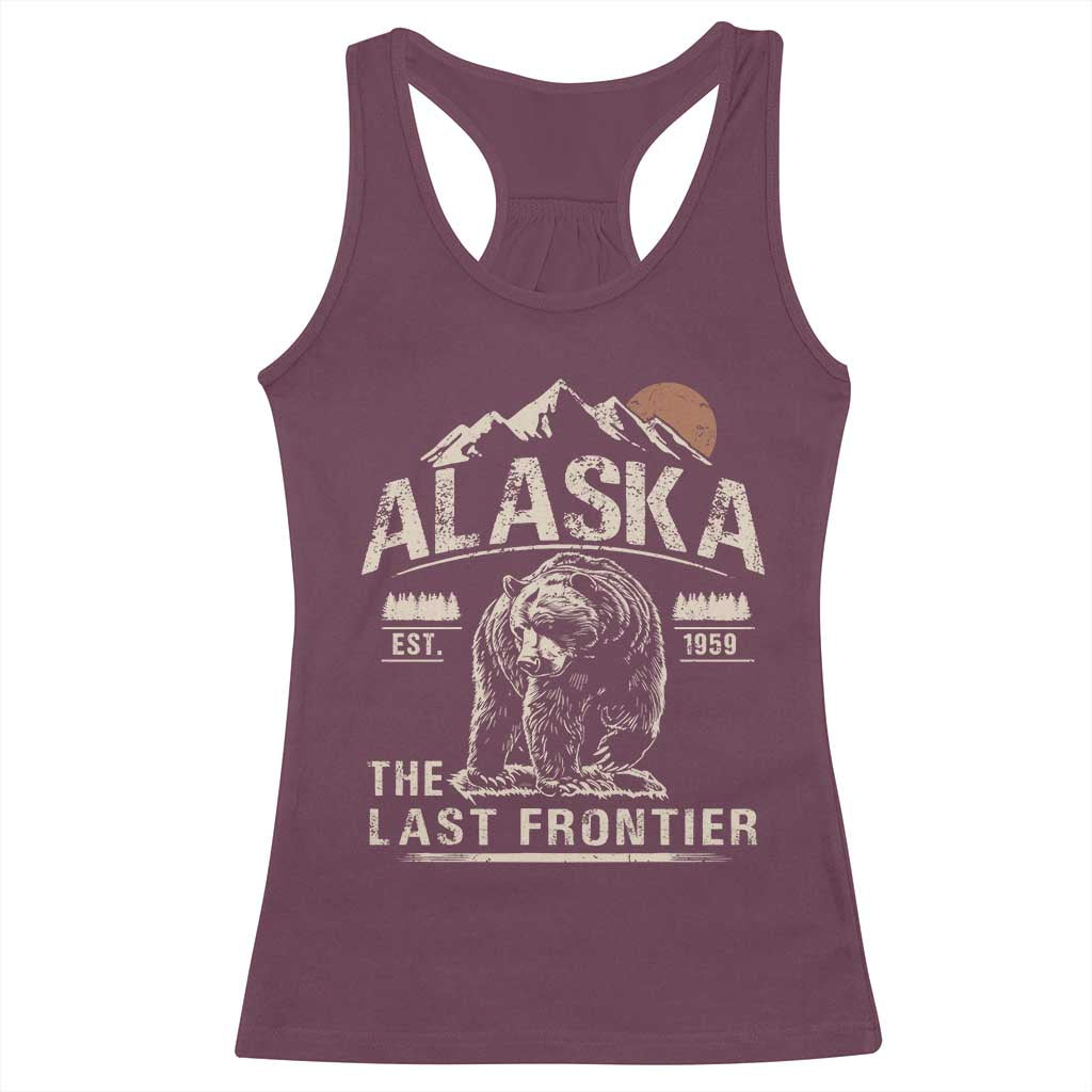 Bear Alaska The Last Frontier Racerback Tank Top Vintage Alaska Camping Hiking Mountain - Wonder Print Shop