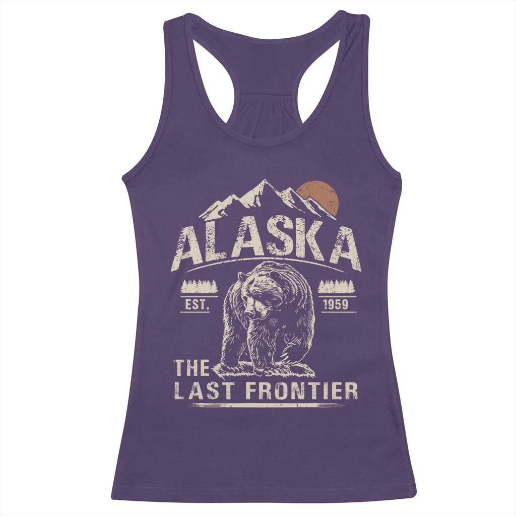 Bear Alaska The Last Frontier Racerback Tank Top Vintage Alaska Camping Hiking Mountain - Wonder Print Shop