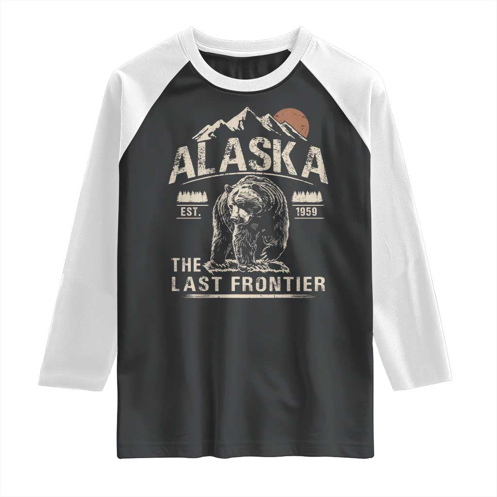 Bear Alaska The Last Frontier Raglan Shirt Vintage Alaska Camping Hiking Mountain - Wonder Print Shop