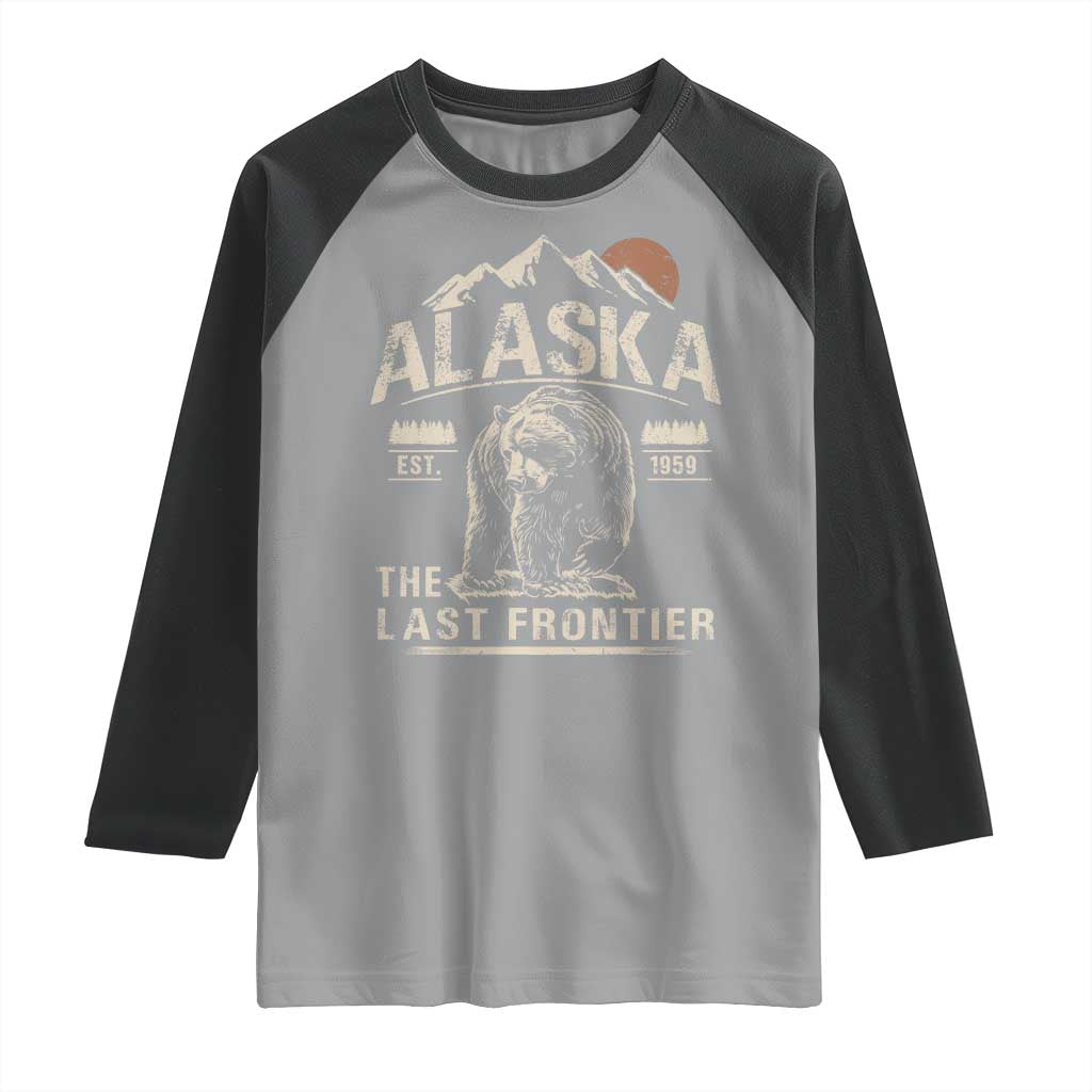 Bear Alaska The Last Frontier Raglan Shirt Vintage Alaska Camping Hiking Mountain - Wonder Print Shop