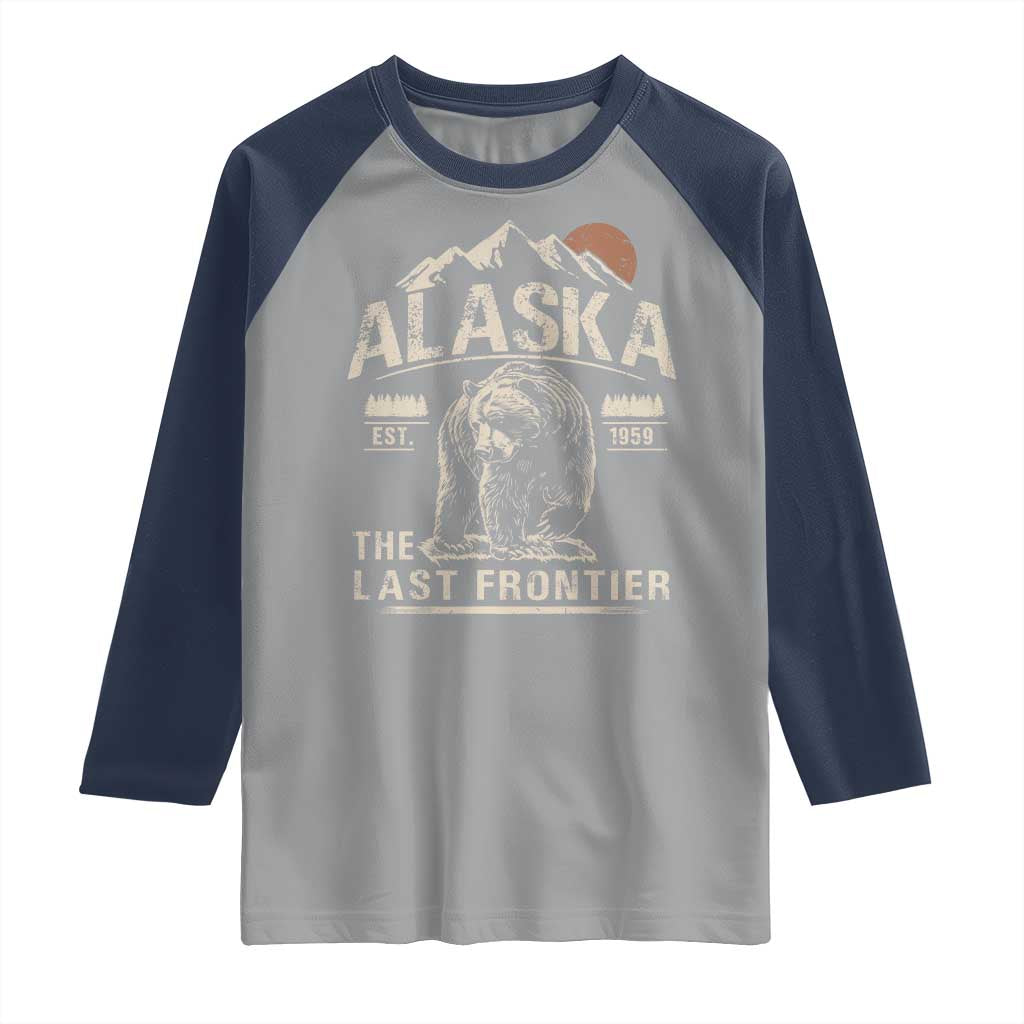 Bear Alaska The Last Frontier Raglan Shirt Vintage Alaska Camping Hiking Mountain - Wonder Print Shop