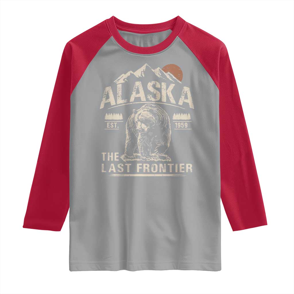 Bear Alaska The Last Frontier Raglan Shirt Vintage Alaska Camping Hiking Mountain - Wonder Print Shop