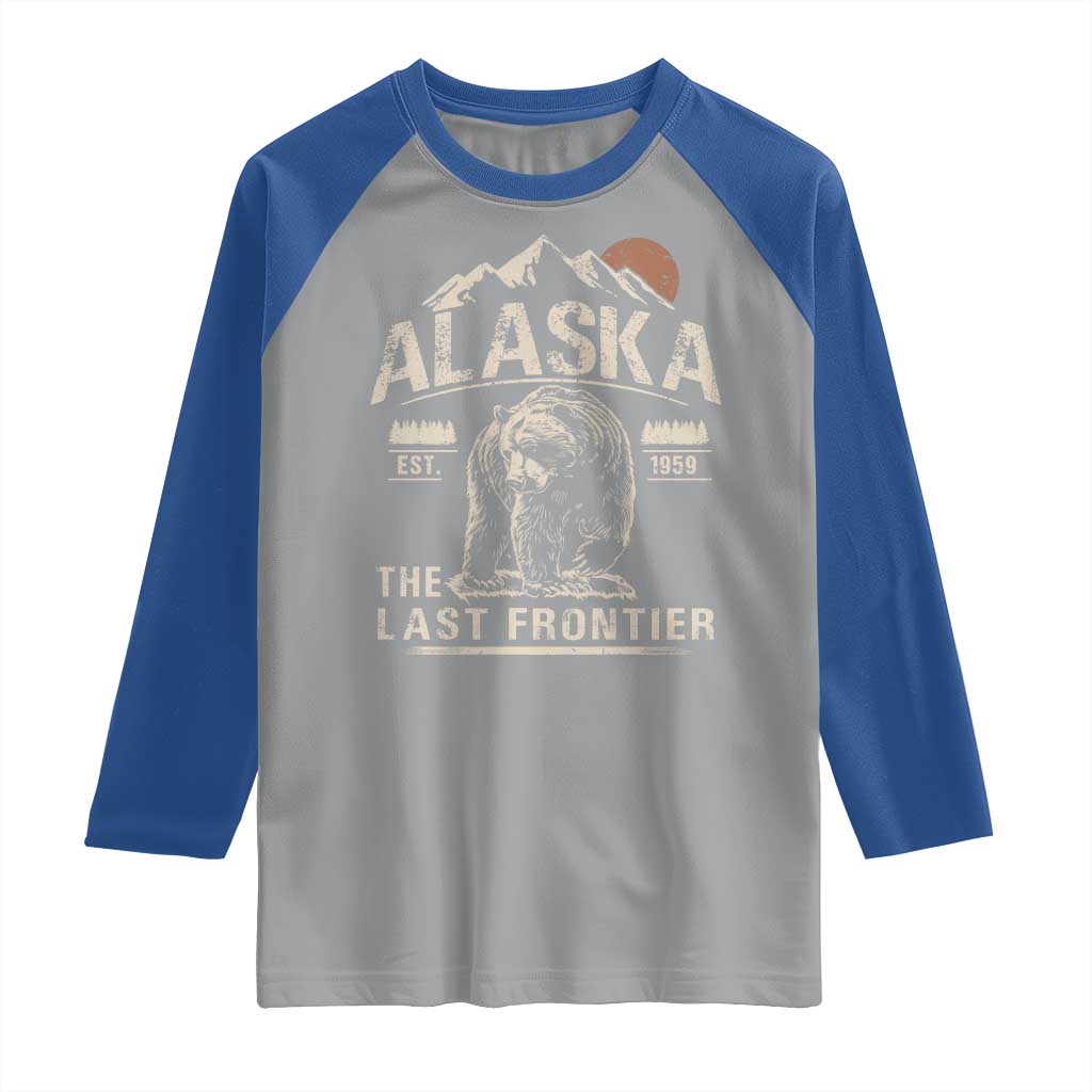 Bear Alaska The Last Frontier Raglan Shirt Vintage Alaska Camping Hiking Mountain - Wonder Print Shop