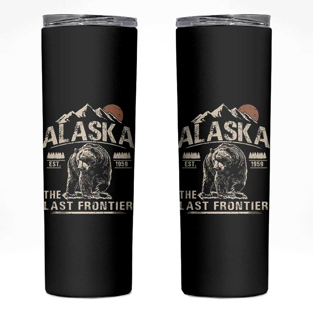 Bear Alaska The Last Frontier Skinny Tumbler Vintage Alaska Camping Hiking Mountain - Wonder Print Shop