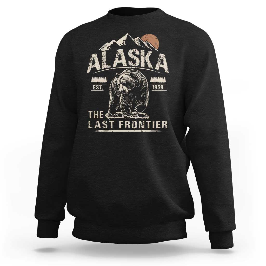 Bear Alaska The Last Frontier Sweatshirt Vintage Alaska Camping Hiking Mountain - Wonder Print Shop