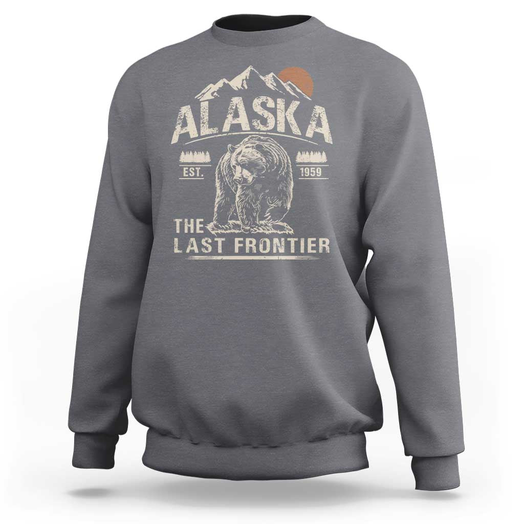 Bear Alaska The Last Frontier Sweatshirt Vintage Alaska Camping Hiking Mountain - Wonder Print Shop