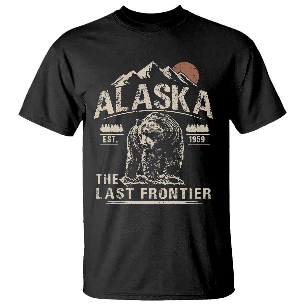 Bear Alaska The Last Frontier T Shirt Vintage Alaska Camping Hiking Mountain - Wonder Print Shop