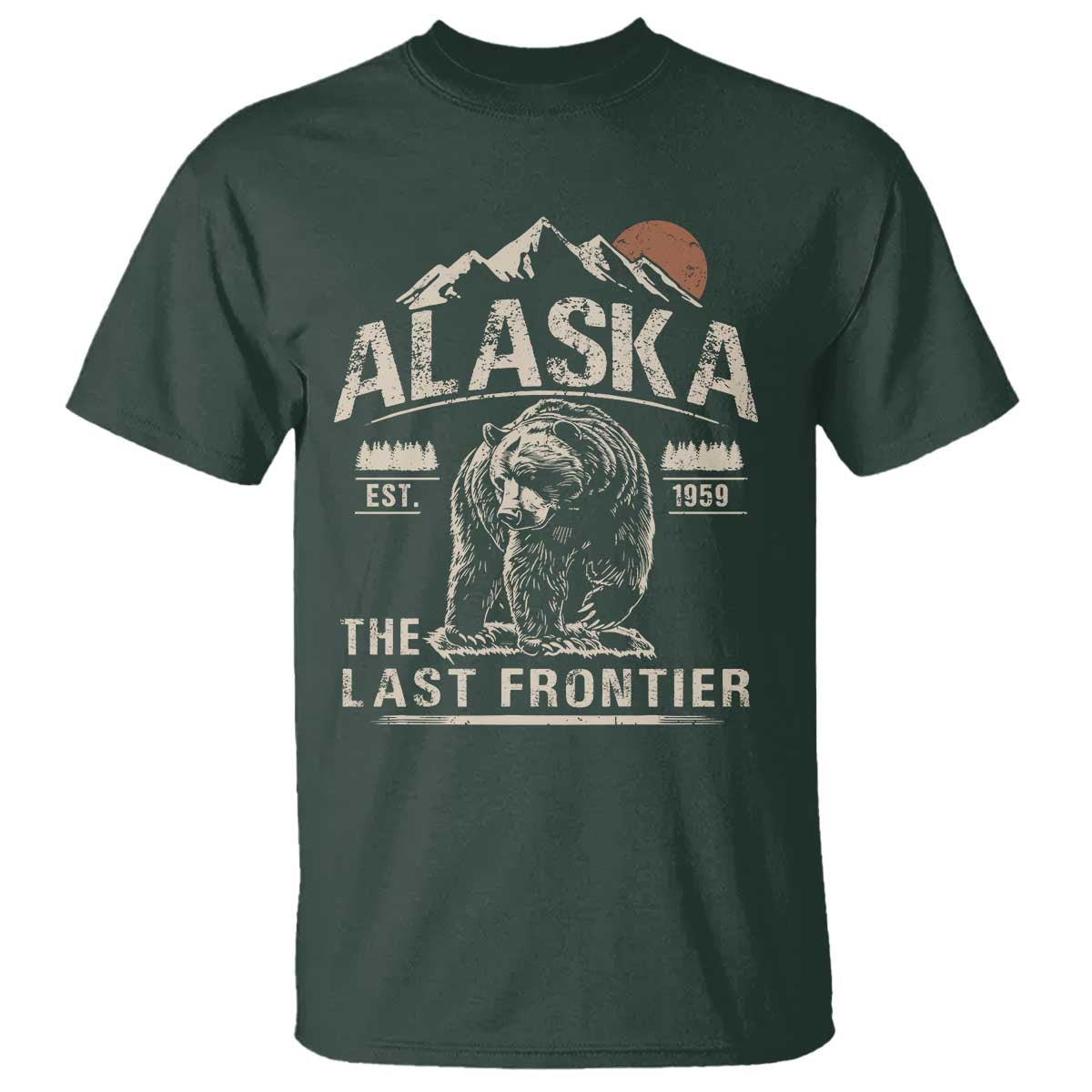 Bear Alaska The Last Frontier T Shirt Vintage Alaska Camping Hiking Mountain - Wonder Print Shop