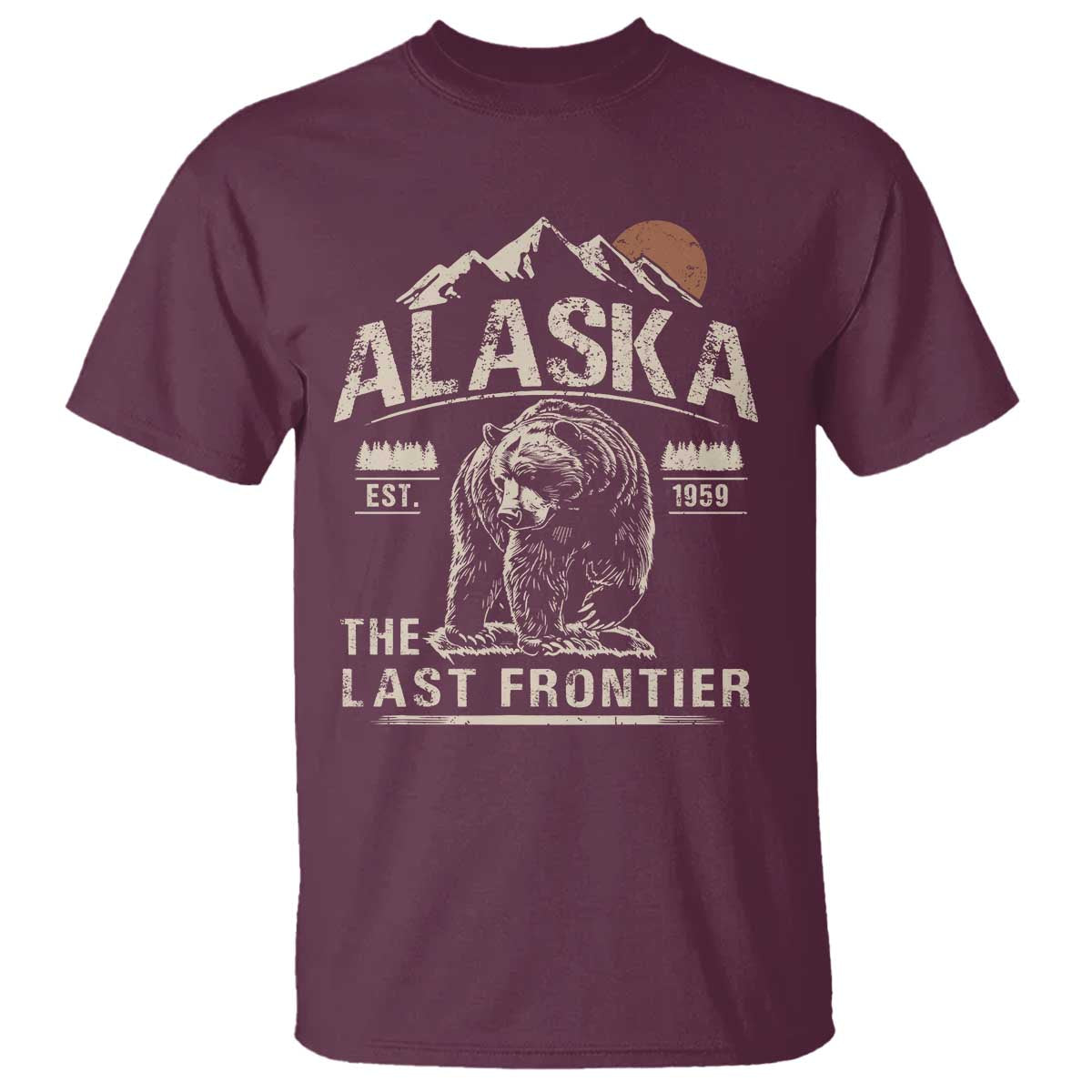Bear Alaska The Last Frontier T Shirt Vintage Alaska Camping Hiking Mountain - Wonder Print Shop