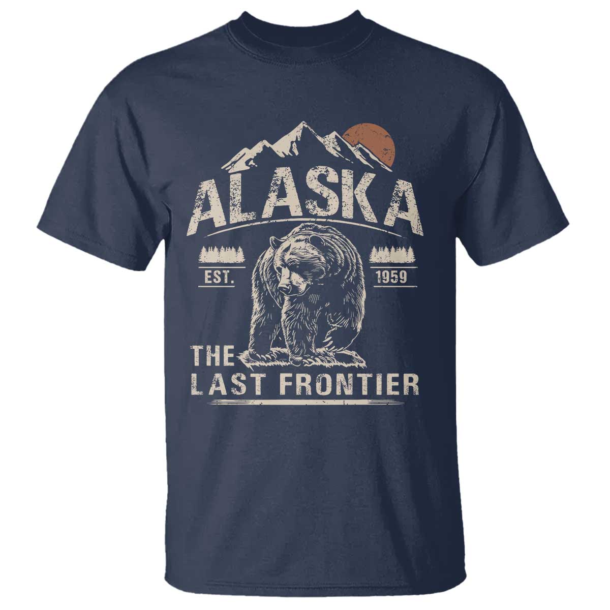 Bear Alaska The Last Frontier T Shirt Vintage Alaska Camping Hiking Mountain - Wonder Print Shop