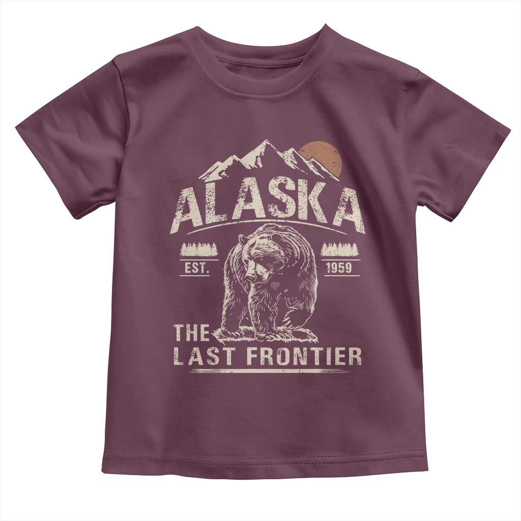 Bear Alaska The Last Frontier Toddler T Shirt Vintage Alaska Camping Hiking Mountain - Wonder Print Shop