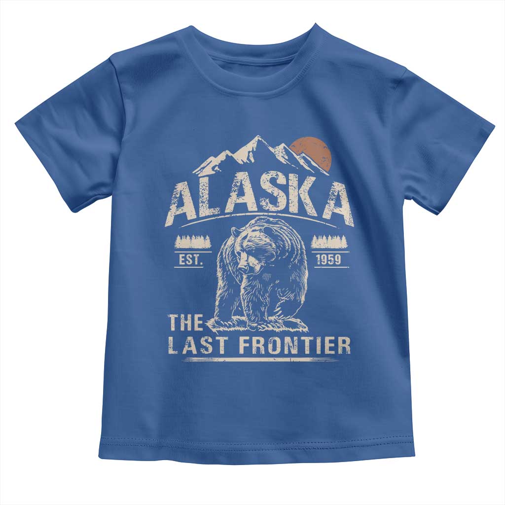 Bear Alaska The Last Frontier Toddler T Shirt Vintage Alaska Camping Hiking Mountain - Wonder Print Shop