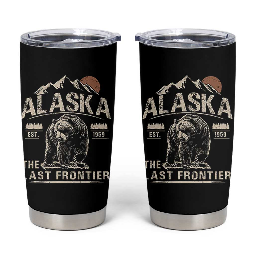 Bear Alaska The Last Frontier Tumbler Cup Vintage Alaska Camping Hiking Mountain - Wonder Print Shop