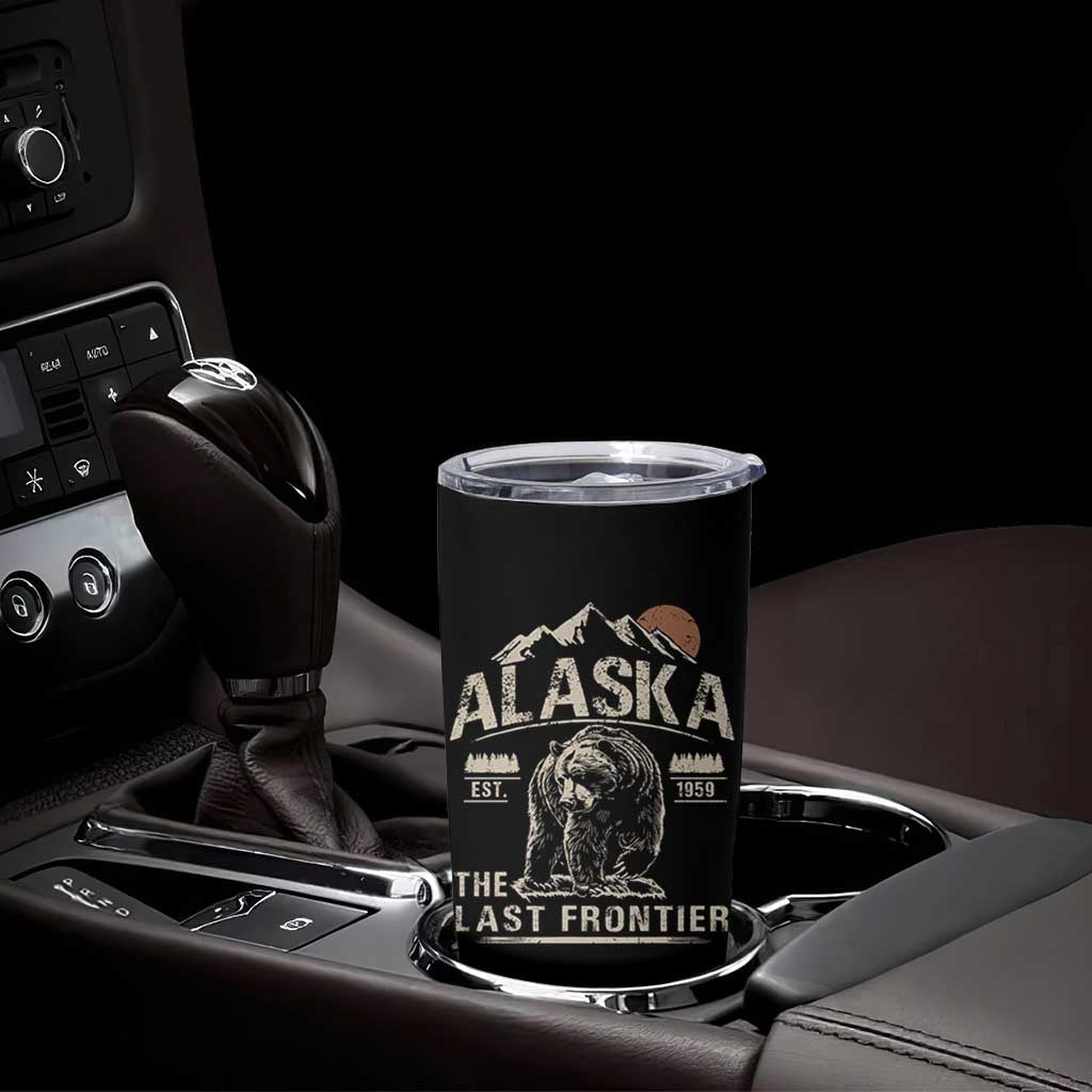 Bear Alaska The Last Frontier Tumbler Cup Vintage Alaska Camping Hiking Mountain - Wonder Print Shop