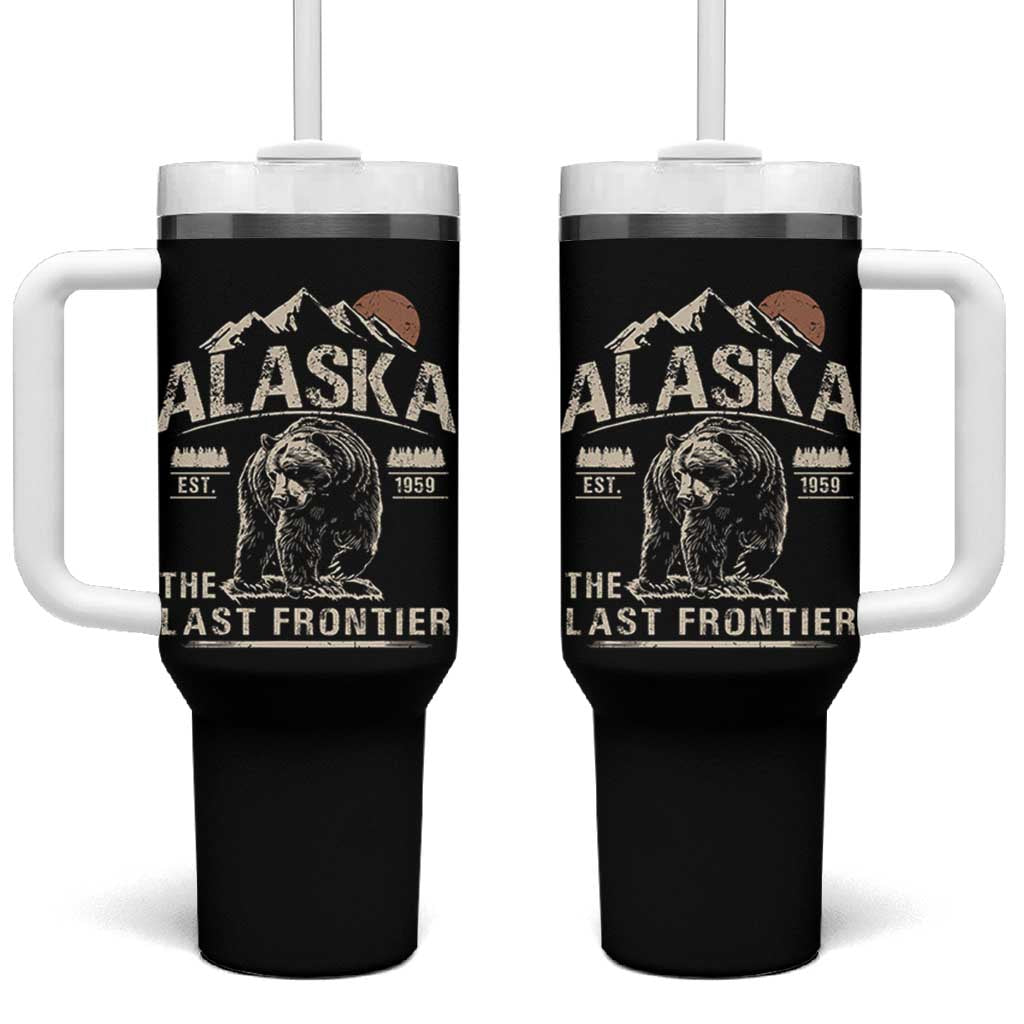 Bear Alaska The Last Frontier Tumbler With Handle Vintage Alaska Camping Hiking Mountain - Wonder Print Shop