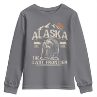 Bear Alaska The Last Frontier Youth Sweatshirt Vintage Alaska Camping Hiking Mountain - Wonder Print Shop
