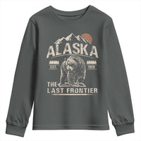 Bear Alaska The Last Frontier Youth Sweatshirt Vintage Alaska Camping Hiking Mountain - Wonder Print Shop