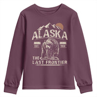 Bear Alaska The Last Frontier Youth Sweatshirt Vintage Alaska Camping Hiking Mountain - Wonder Print Shop