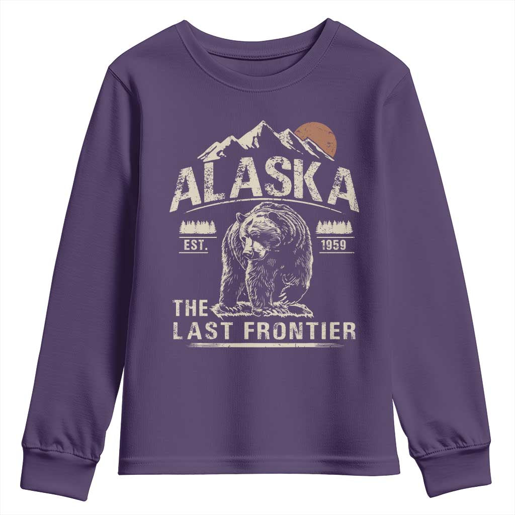 Bear Alaska The Last Frontier Youth Sweatshirt Vintage Alaska Camping Hiking Mountain - Wonder Print Shop