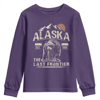 Bear Alaska The Last Frontier Youth Sweatshirt Vintage Alaska Camping Hiking Mountain - Wonder Print Shop