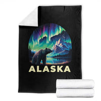 Bear Alaska Throw Blanket Alaskan Night Sky Northern Lights Aurora - Wonder Print Shop